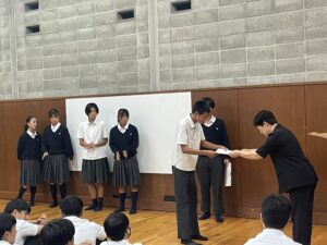 浪商中学　全校集会(クラブ表彰式)　報告
